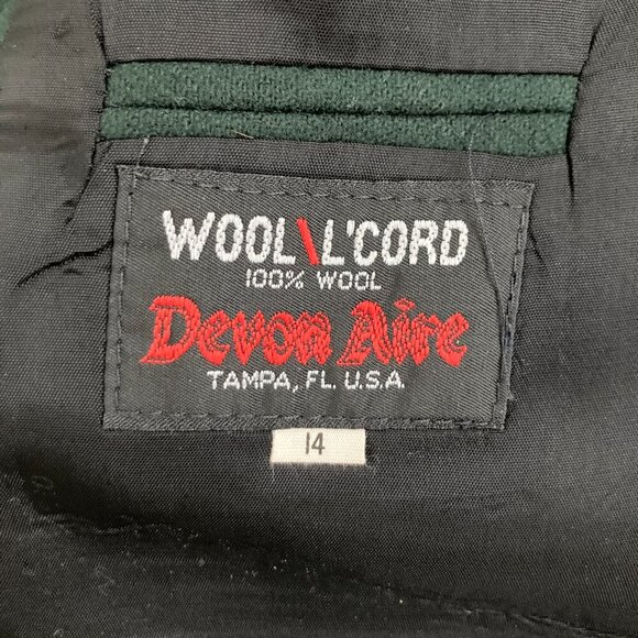 Devon-Aire Wool L'Cord Show Coat Jacket Green 100% Wool English Hunt Coat 14 - Picture 10 of 11